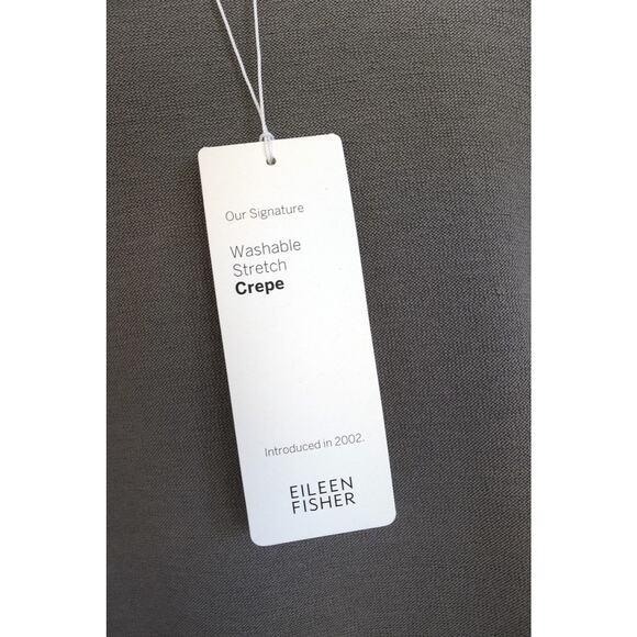 EILEEN FISHER Washable Crepe Elbow Sleeve Side Zip Shift Dress Smoke S NWT $238 - Picture 4 of 10